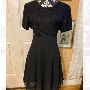 Vintage Evening Little Black Dress Fit and Flare Laurence Kazar